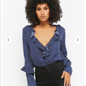 Polka dot ruffled bodysuit